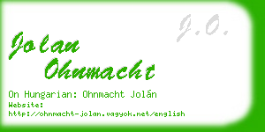 jolan ohnmacht business card